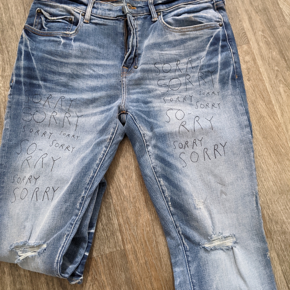 PRPS Blue Denim Jeans with Tan Label